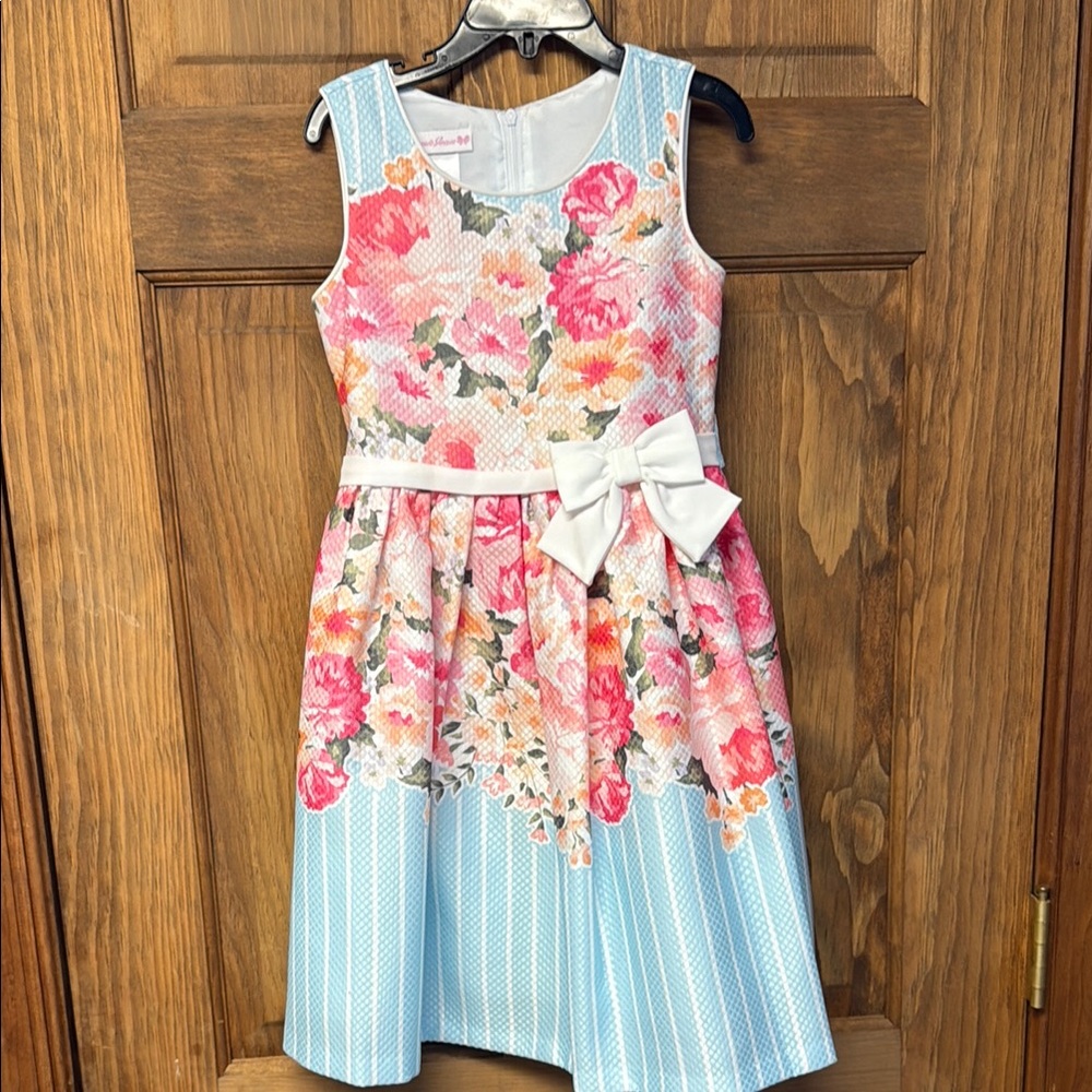 Rare Editions Blue and Pink Floral Dress